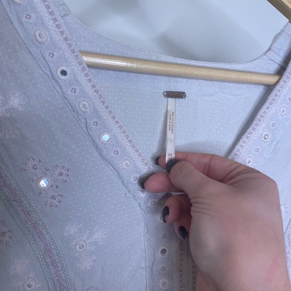 Free People Boogie All Night Baby Blue Bubble Sleeve Bouse - Picture 4 of 12